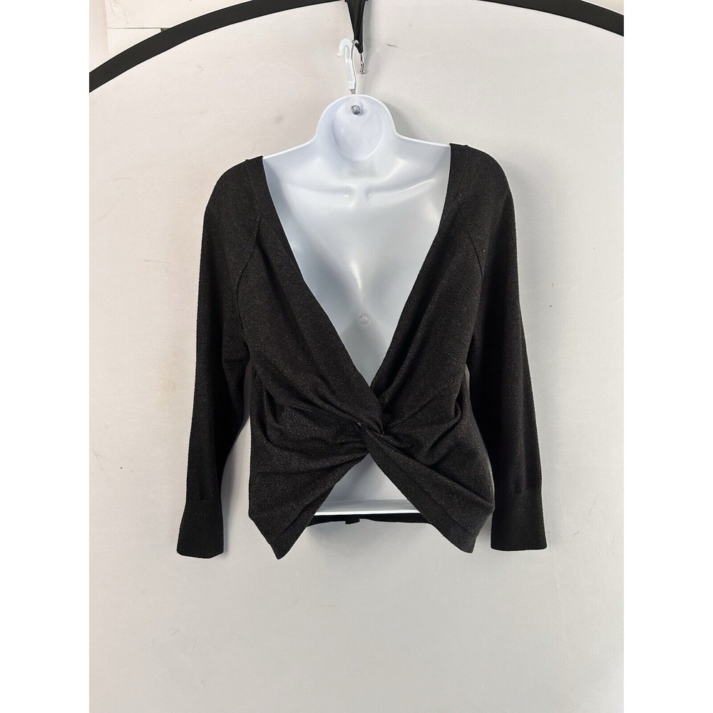 Victoria's Secret Women Knot Twist Deep V Back Sweater Sz Medium Charcoal Grey